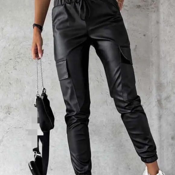 Faux Leather Joggers - Picture 1 of 3